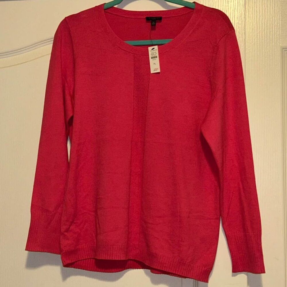 NWT Talbots bright pink long sleeve lightweight sweater preppy woman's size PL